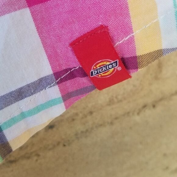 DICKIES Button Up Pink Plaid Shirt. Sz M - Picture 4 of 13